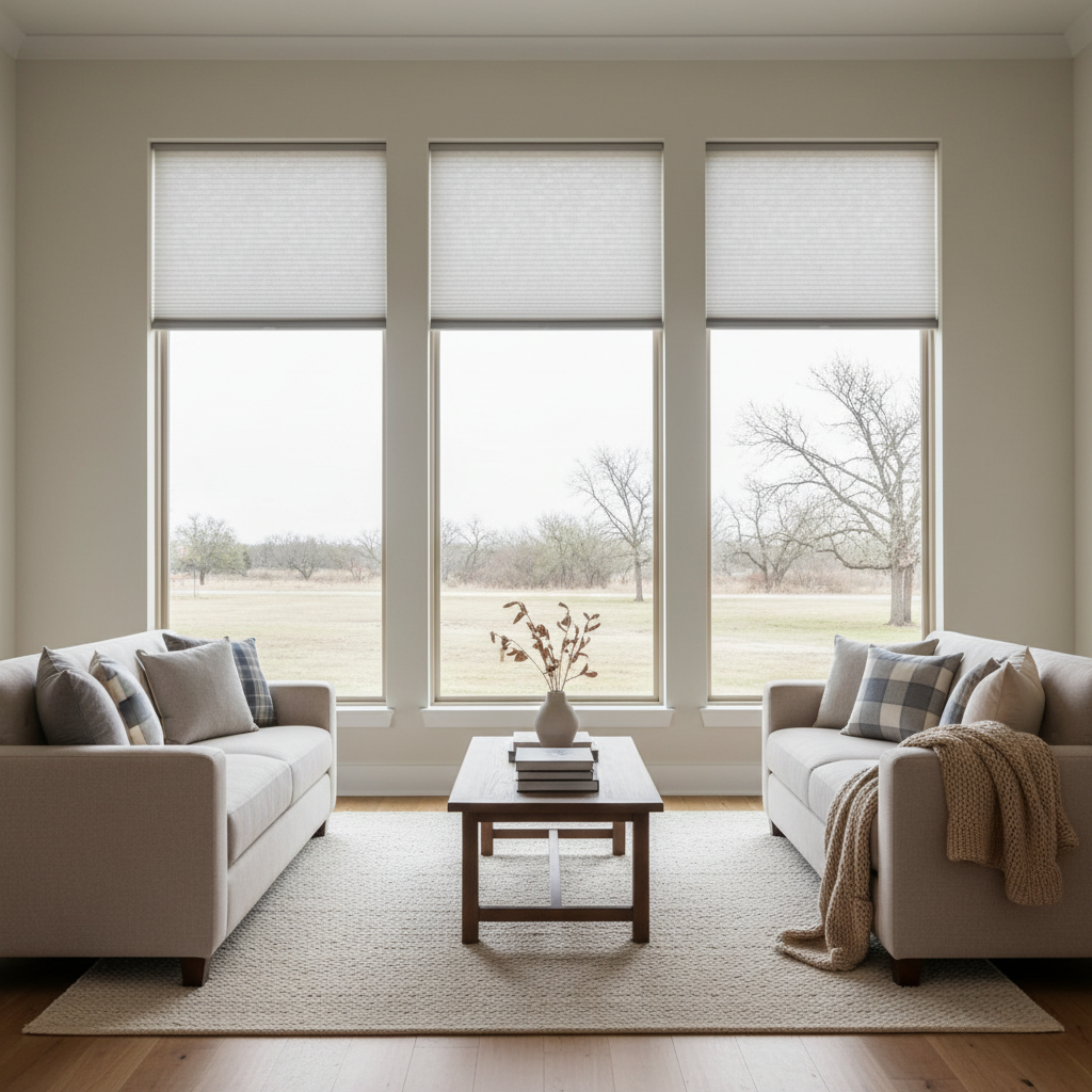 interior of a Central Texas home during a mild winter day - love is blinds, tx