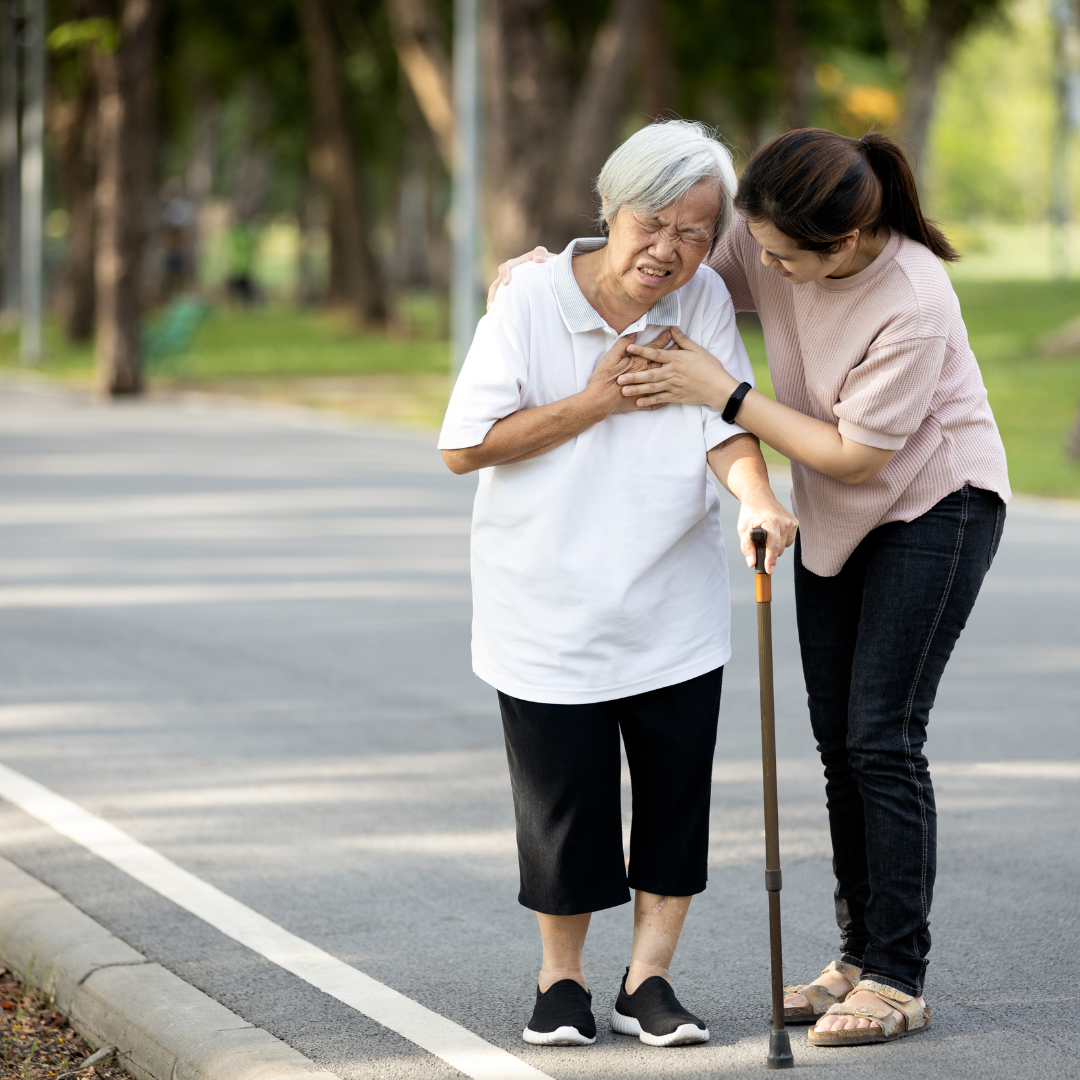 elderly woman having a heart pain