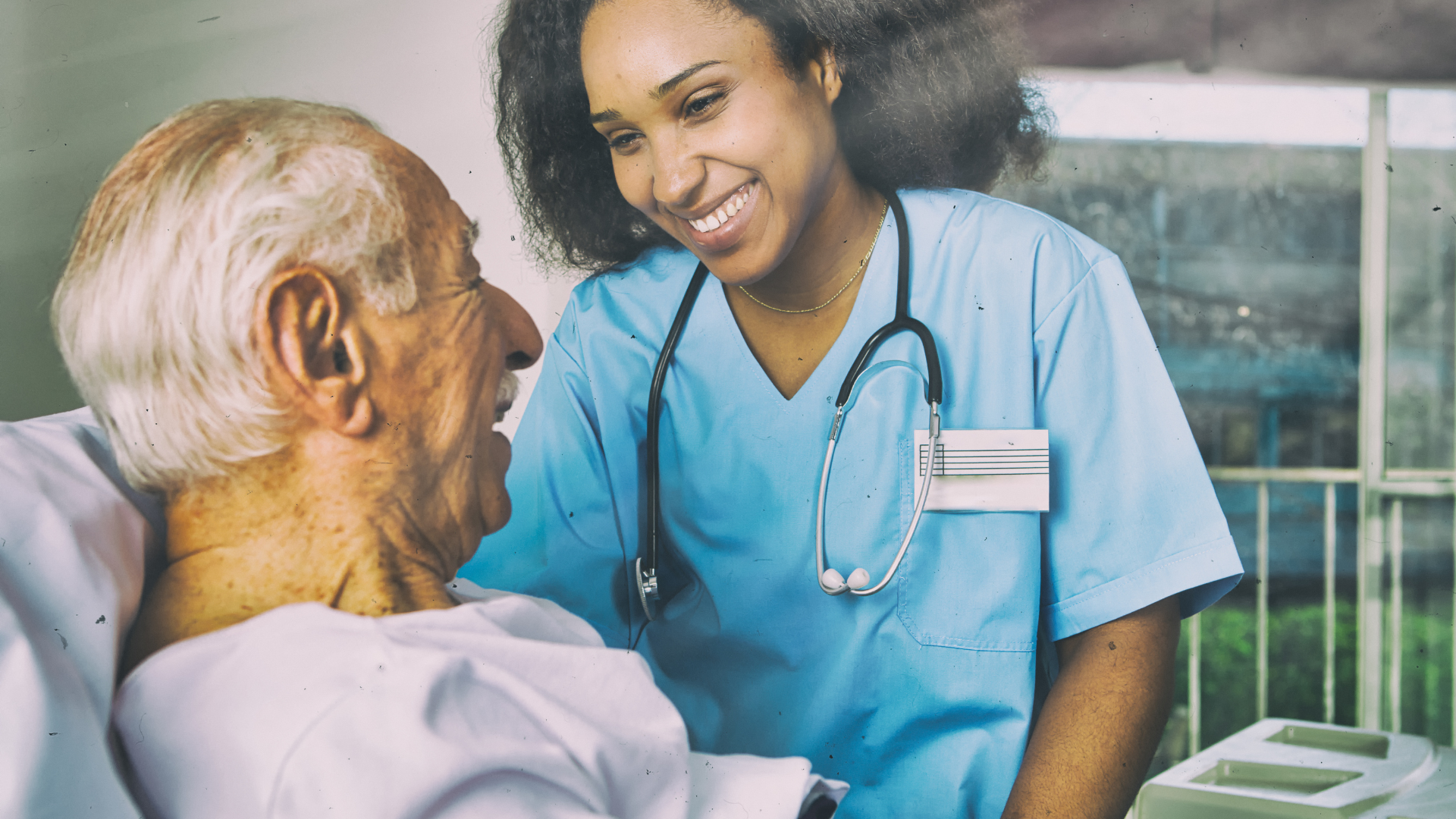 Medical care concept. Nurse assisting patient in hospital