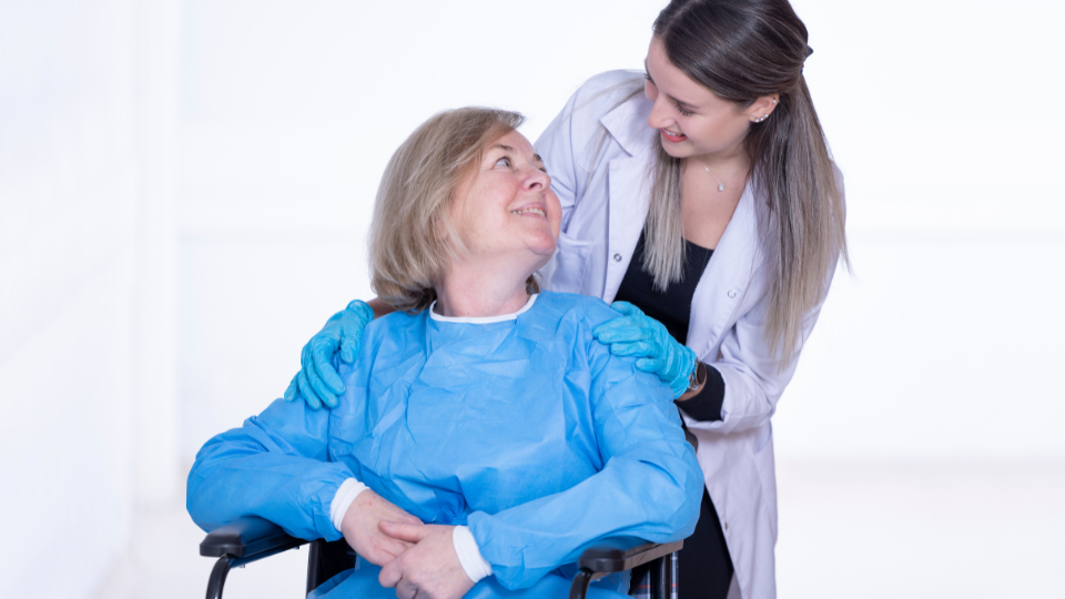 caring nurse and elderly Alzheimer patient
