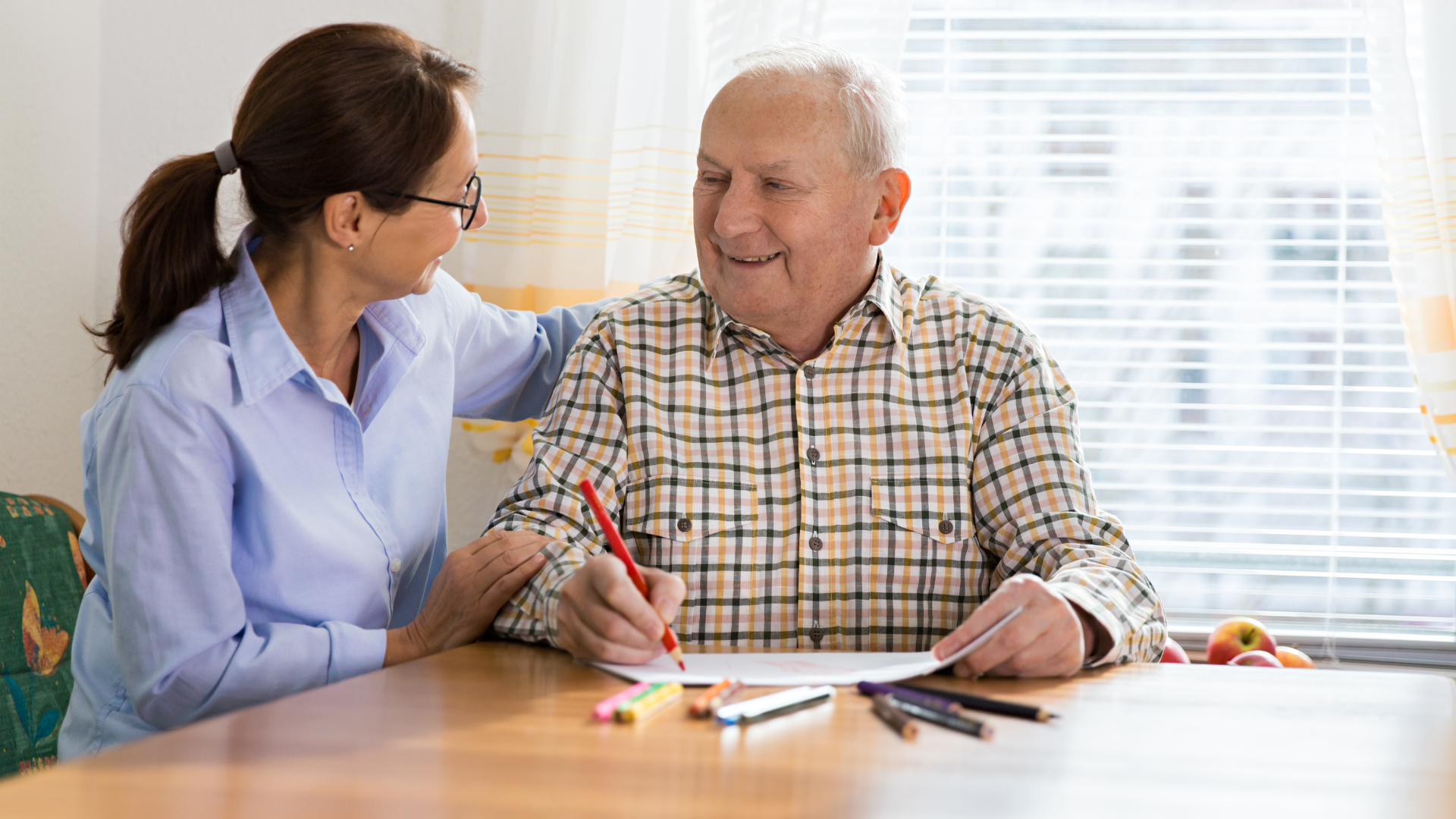 Dementia and Occupational Therapy - Home caregiver and senior adult man