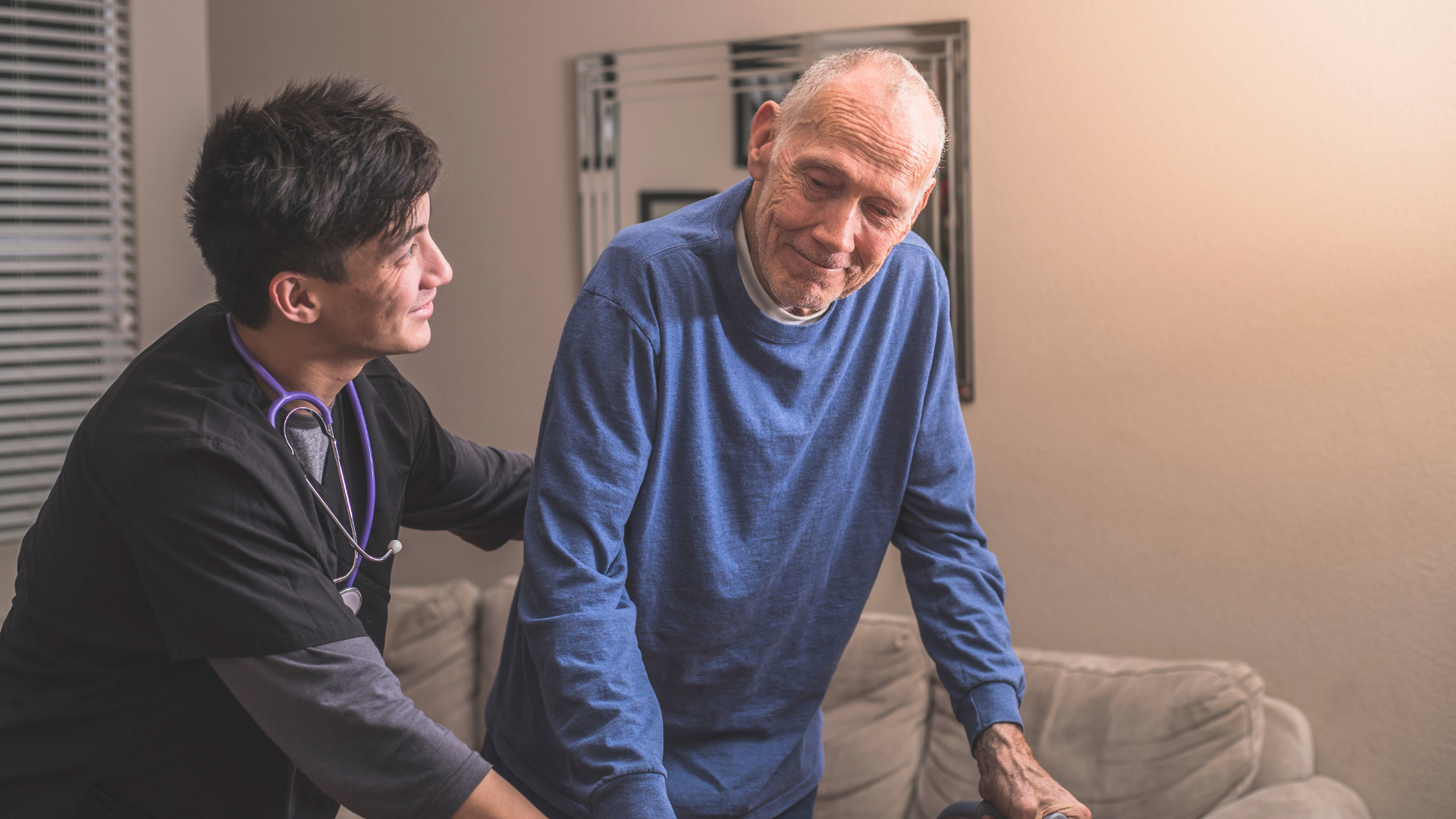 Hospice Nurse visiting an elderly male patient