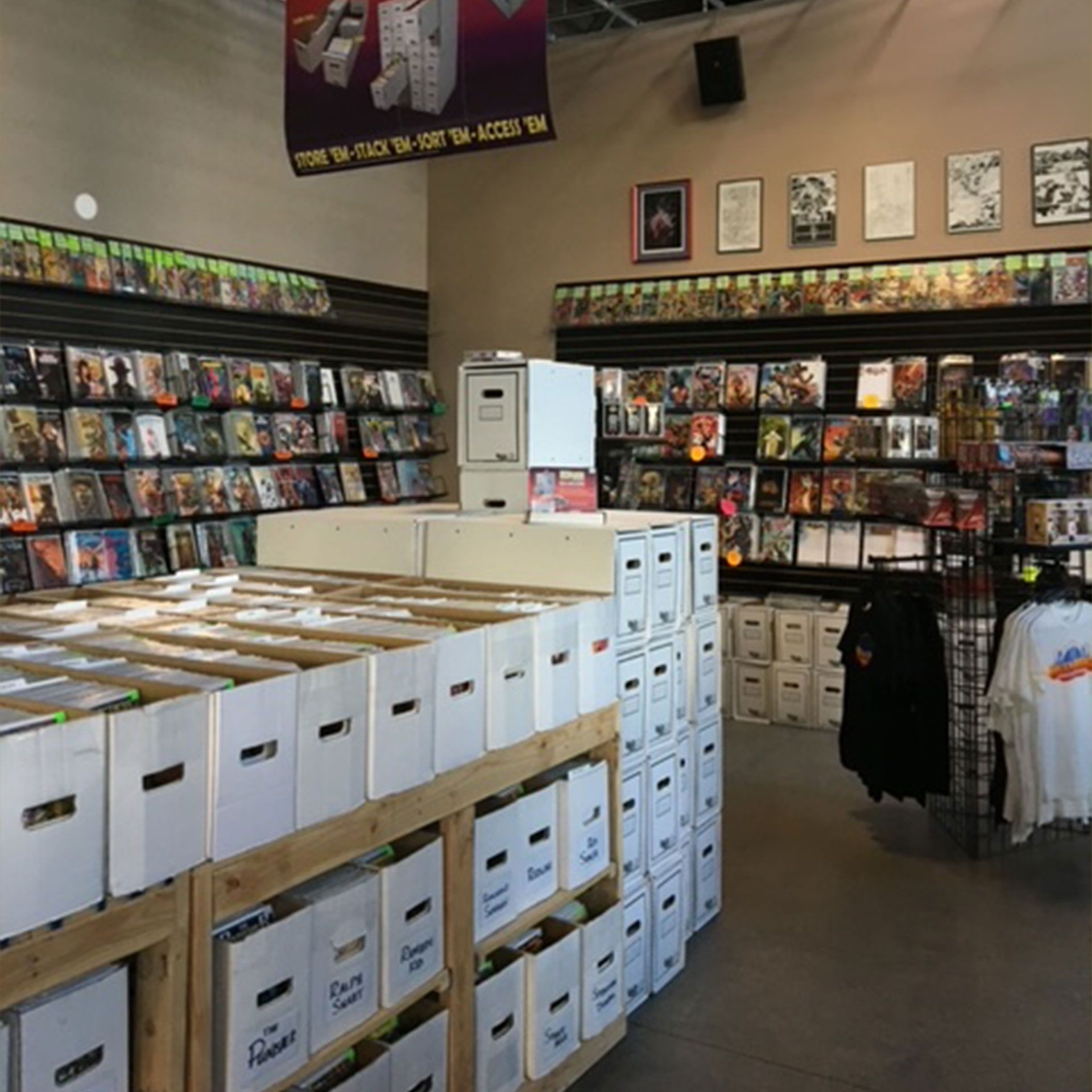 A store filled with lots of books and boxes including one that says ' harry potter ' on it