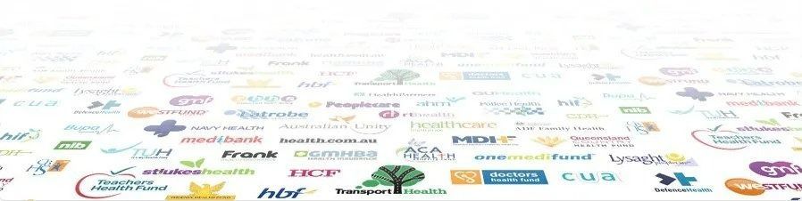 A Blurred Image of A Bunch of Logos on A White Background — Action Physiotherapy in Cooks Hill, NSW