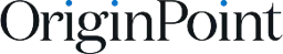 The text "OriginPoint" in a dark serif font with four small blue dots positioned above the letters.