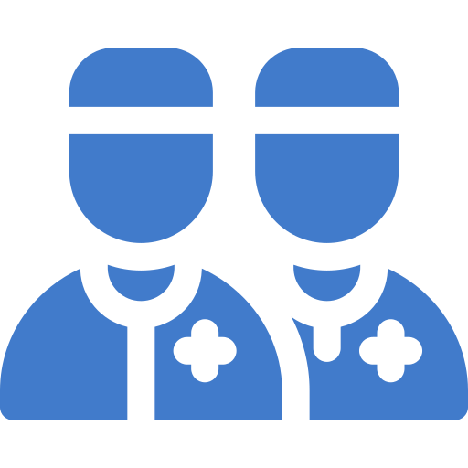 Duas figuras azuis com golas e faixas de cabeça brancas, sobrepostas.