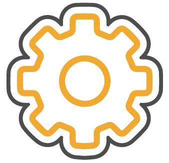 A drawing of a gear with a circle in the middle.