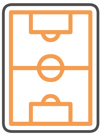 A soccer field icon on a white background.