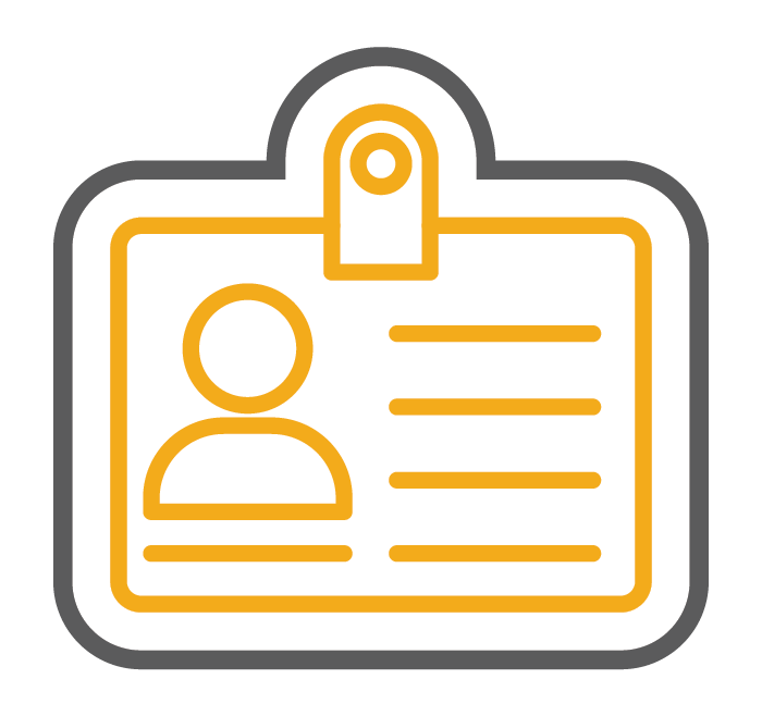 An icon of a badge with a picture of a person on it.