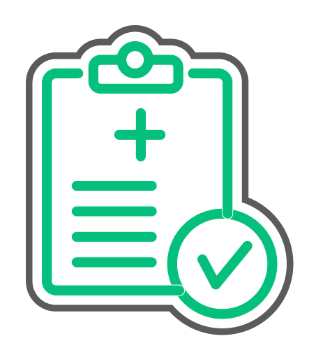 A clipboard with a check mark next to it.