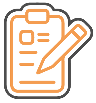 An icon of a clipboard with a pencil on it.