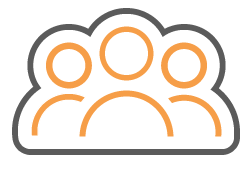 A group of people standing next to each other in a cloud.