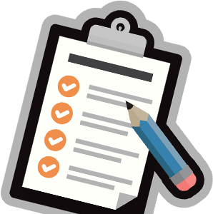 A clipboard with a checklist and a pencil on it