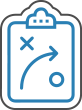 An icon of a clipboard with a strategy on it.