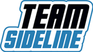 The team sideline logo is blue and black on a white background.