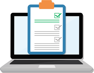 A clipboard is sitting on top of a laptop computer.