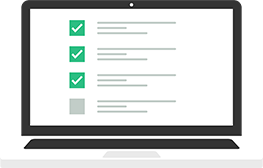 A laptop computer with a checklist on the screen.