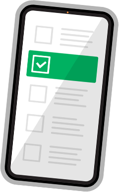 A cell phone with a checklist on the screen.