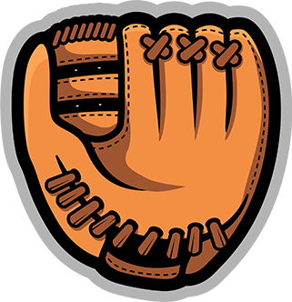 A cartoon drawing of a baseball glove on a white background