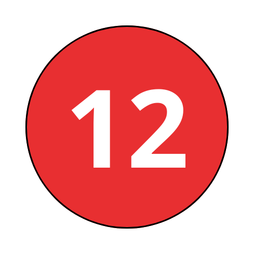 Red circle with white number 12 inside.