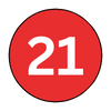The number 21 is in a red circle on a white background.