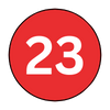 The number 23 is in a red circle on a white background.