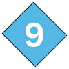 A blue diamond with the number 9 on it.