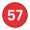 The number 57 is in a red circle on a white background.