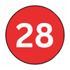 The number 28 is in a red circle on a white background.