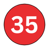 The number 35 is in a red circle on a white background.