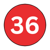 The number 36 is in a red circle on a white background.