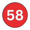 The number 58 is in a red circle on a white background.