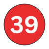 The number 39 is in a red circle on a white background.