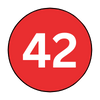 The number 42 is in a red circle on a white background.