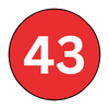 The number 43 is in a red circle on a white background.