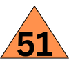 A triangle with the number 51 on it.