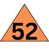 A triangle with the number 52 on it.