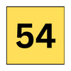 A yellow square with the number 54 on it.