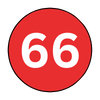 The number 66 is in a red circle on a white background.