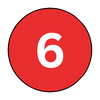 A red circle with a white number 6 inside of it.