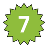 A green star with the number seven inside of it.