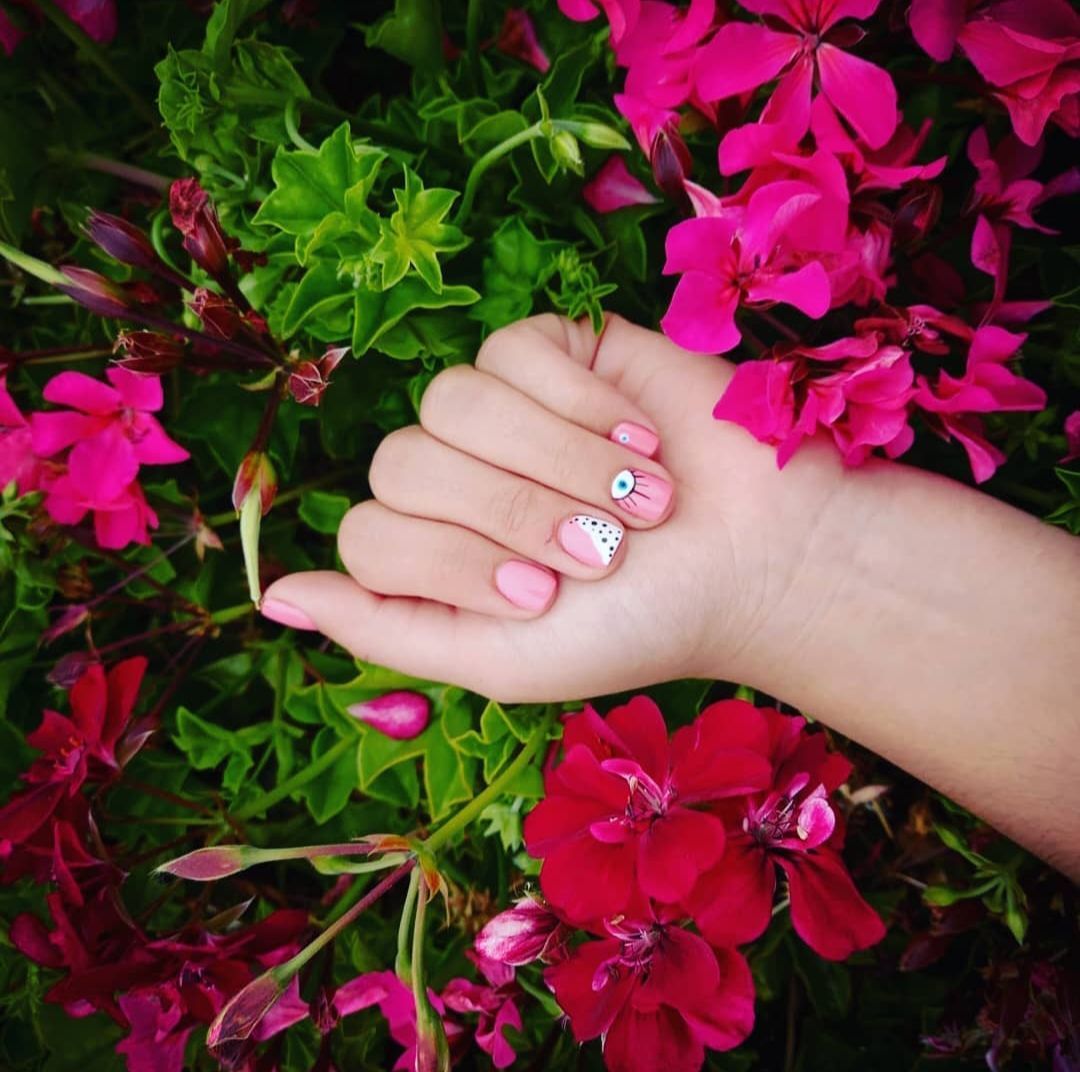 Art Nail Esmaltado Permanente Palo Rosa y Blanco