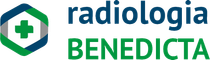 Il logo di radiologia benedicta ha una croce verde in un esagono.