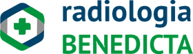 Il logo di radiologia benedicta ha una croce verde in un esagono.