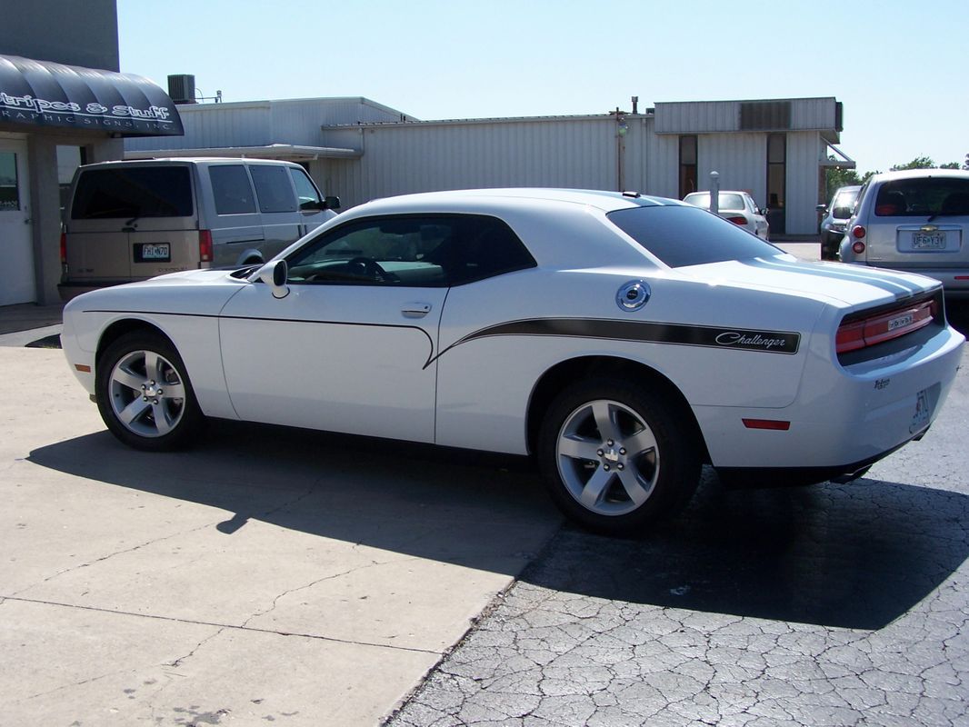 White Challenger Car — Springfield, MO — Stripes and Stuff Graphics