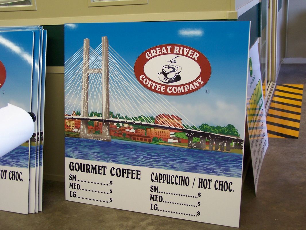 Great River Coffee Company Menu Design — Springfield, MO — Stripes and Stuff Graphics