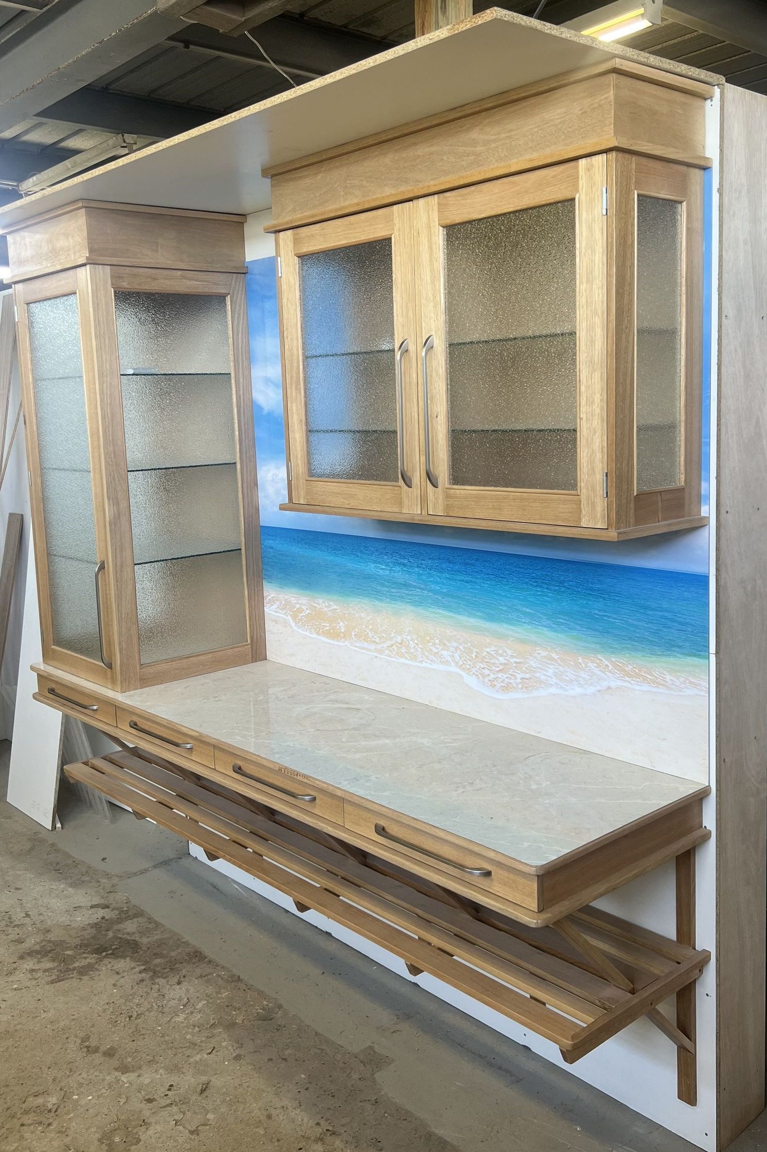 A Kitchen With Wooden Cabinets and a Wooden Counter Top — Tim Thomas Carpentry in South Townsville, QLD