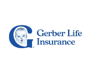 The Gerber Life Insurance logo, featuring their iconic baby face inside a large blue letter 'G'.