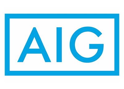 The aig logo is blue and white in a square.
