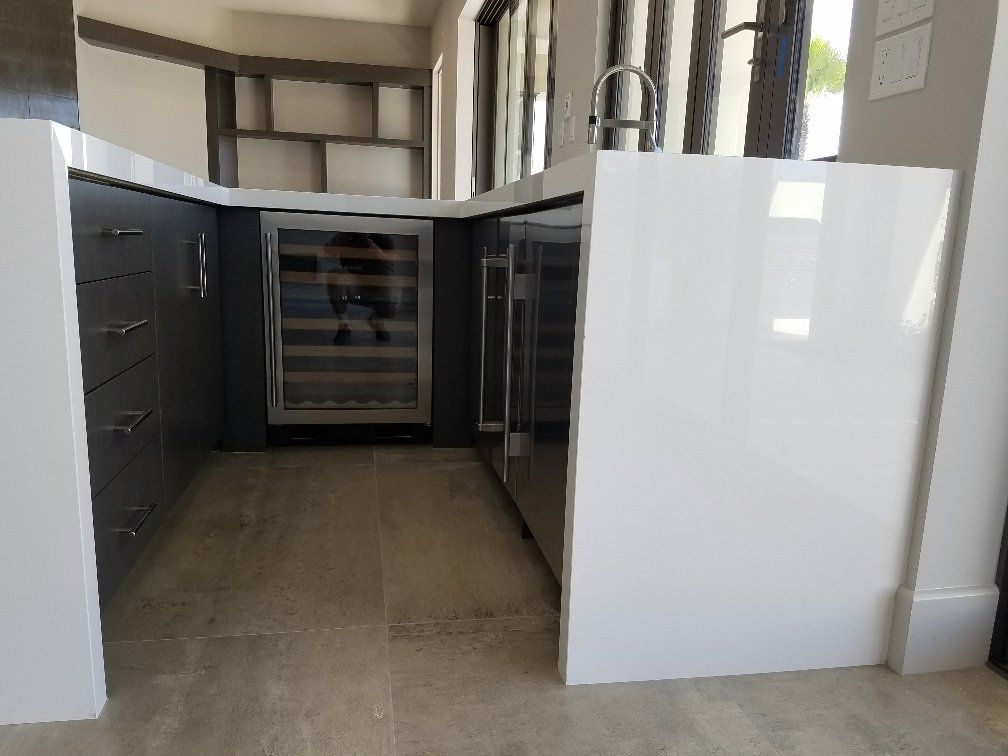 Kitchen With Wine Refrigerator - Beaumont, CA - Absolute Cabinets Inc